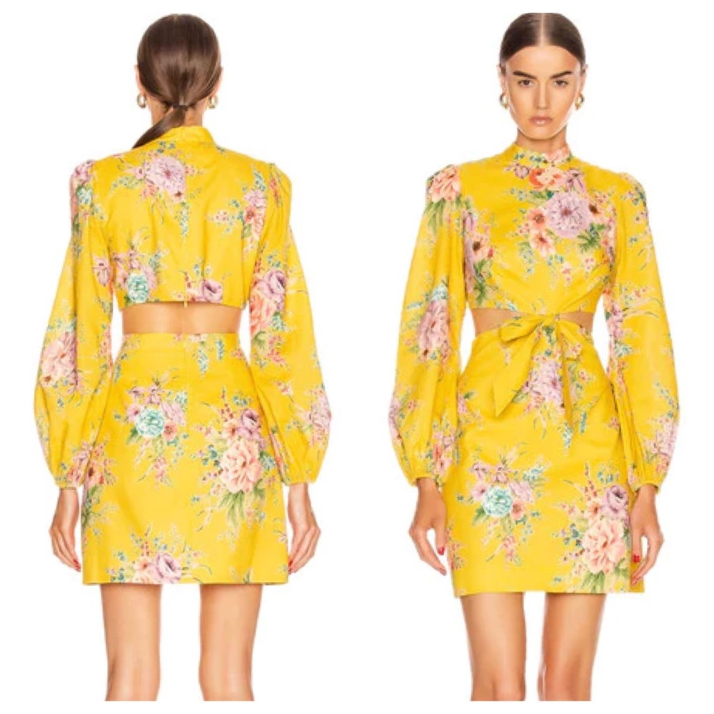 ZIMMERMANN Zinnia Bow Cut Out Mini Dress - Picture 2 of 16